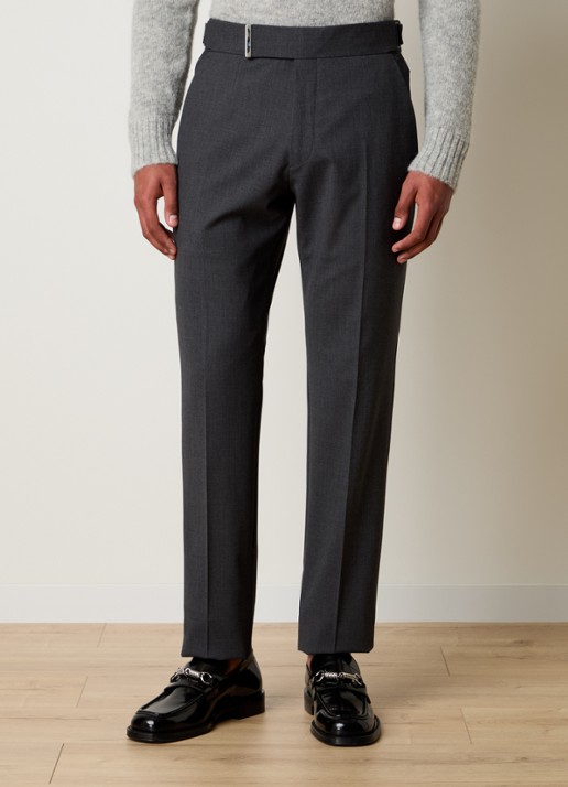 Tom Ford Atticus slim fit pantalon van wol - detail donkergrijs
