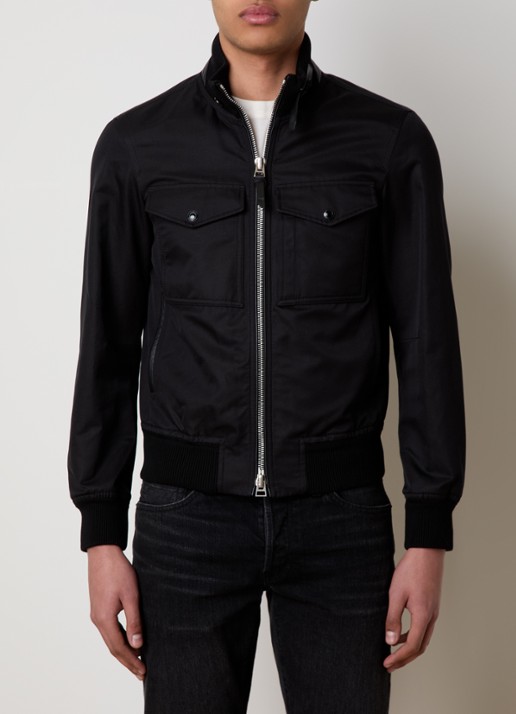 Tom Ford Bomberjack in zijdeblend met borstzakken - detail 4 zwart
