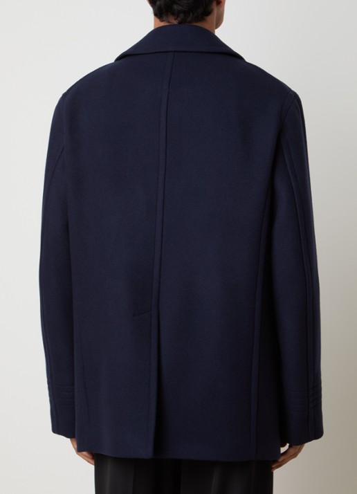 TOM FORD Double-breasted mantel van wol met steekzakken - achterkant donkerblauw