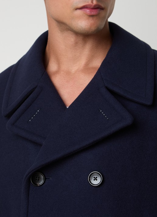 TOM FORD Double-breasted mantel van wol met steekzakken - detail 5 donkerblauw