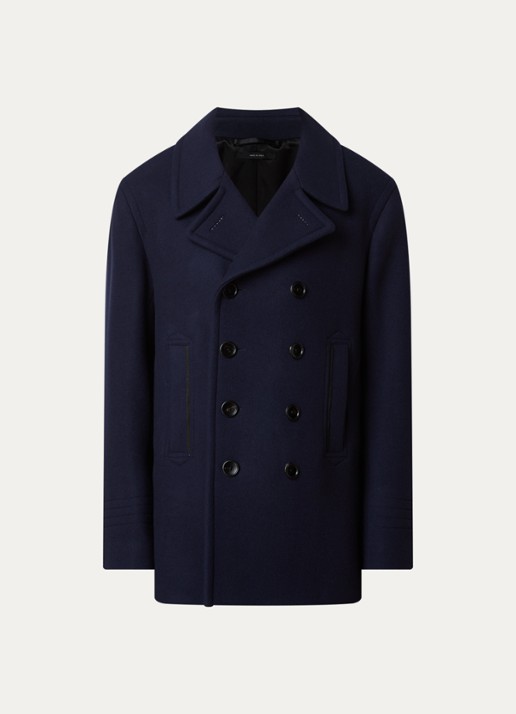 TOM FORD Double-breasted mantel van wol met steekzakken - voorkant 2 donkerblauw