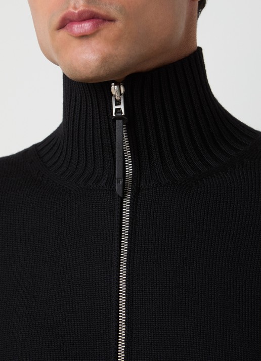 TOM FORD Fijngebreid vest van scheerwol met ritszakken - detail 2 zwart