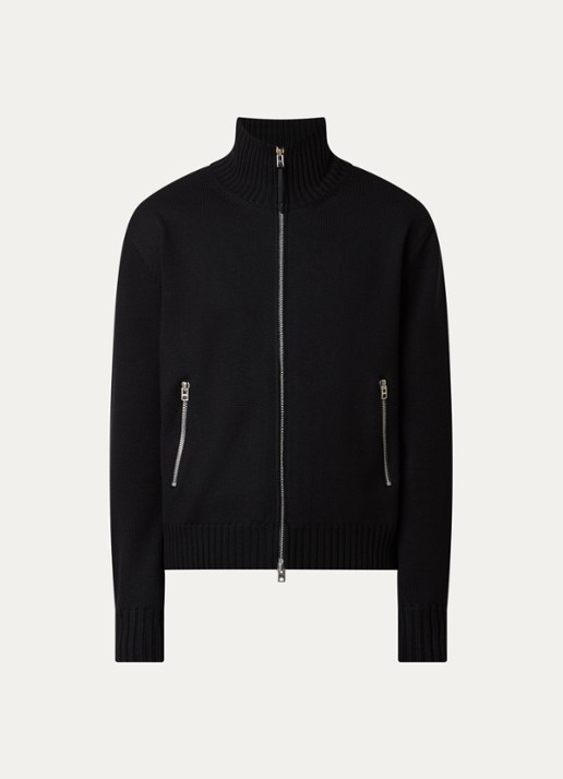 TOM FORD Fijngebreid vest van scheerwol met ritszakken - voorkant 3 zwart