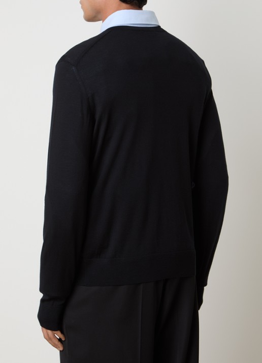 TOM FORD Fijngebreide pullover van wol met V-hals  - achterkant 3 zwart