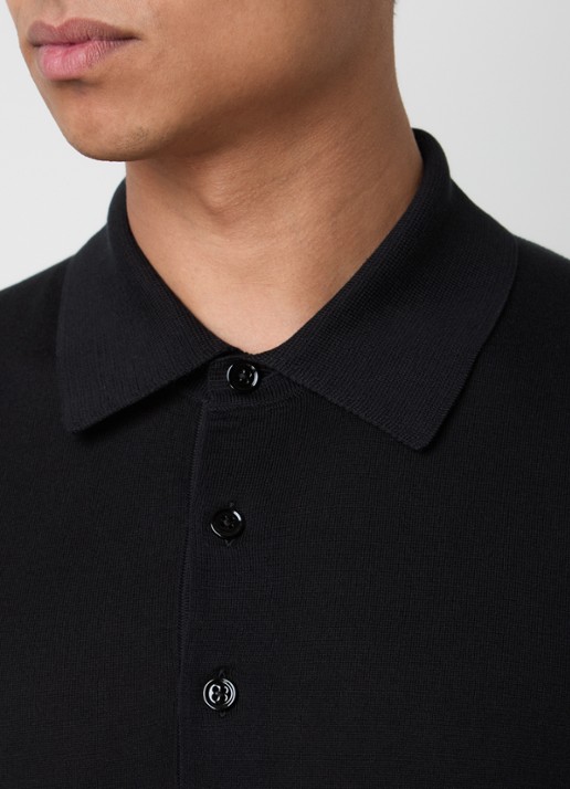TOM FORD Fijngebreide regular fit polo - detail 5 zwart