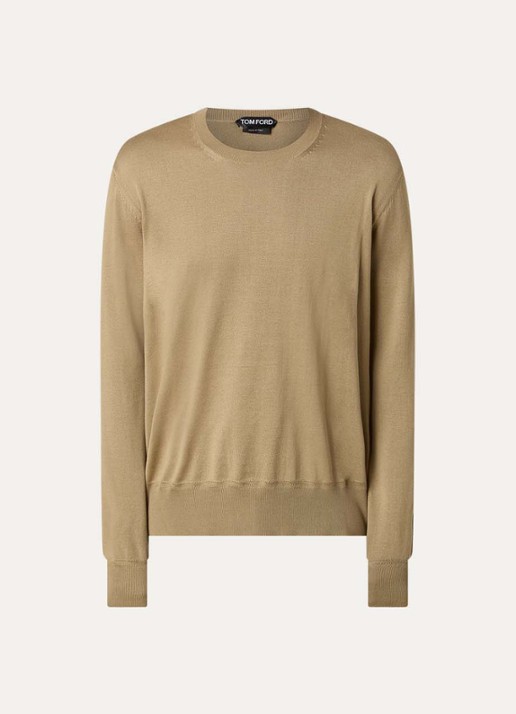 TOM FORD Fijngebreide trui met ronde hals - voorkant 4 camel