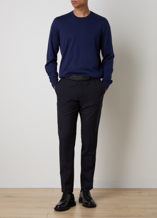 TOM FORD Fijngebreide trui met ronde hals - voorkant 3 donkerblauw