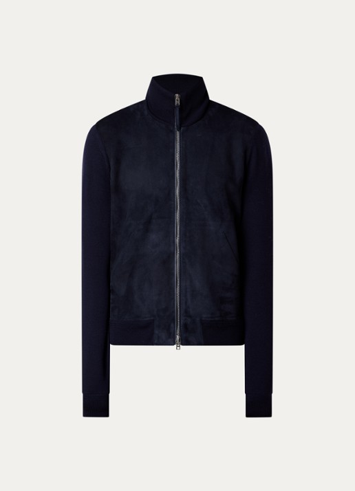 TOM FORD Jack van lamsleer met steekzakken - voorkant 3 donkerblauw