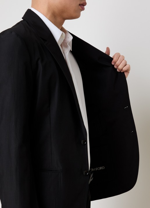 Tom Ford Parachute regular fit colbert met paspelzakken - detail 5 zwart