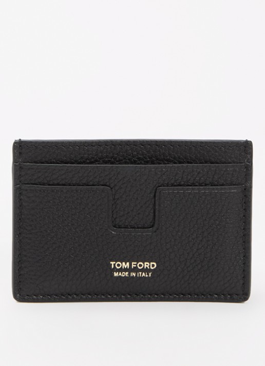 TOM FORD Pasjeshouder van kalfsleer met logo - voorkant zwart