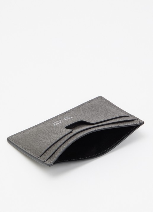 TOM FORD Pasjeshouder van kalfsleer met logo - detail grijs