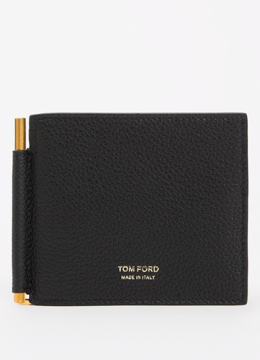 TOM FORD Pasjeshouder van kalfsleer met logo - voorkant 2 zwart