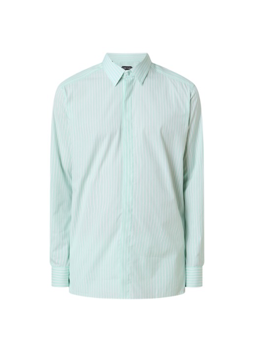 Tom Ford Regular fit overhemd met streepprint - voorkant 2 lichtgroen