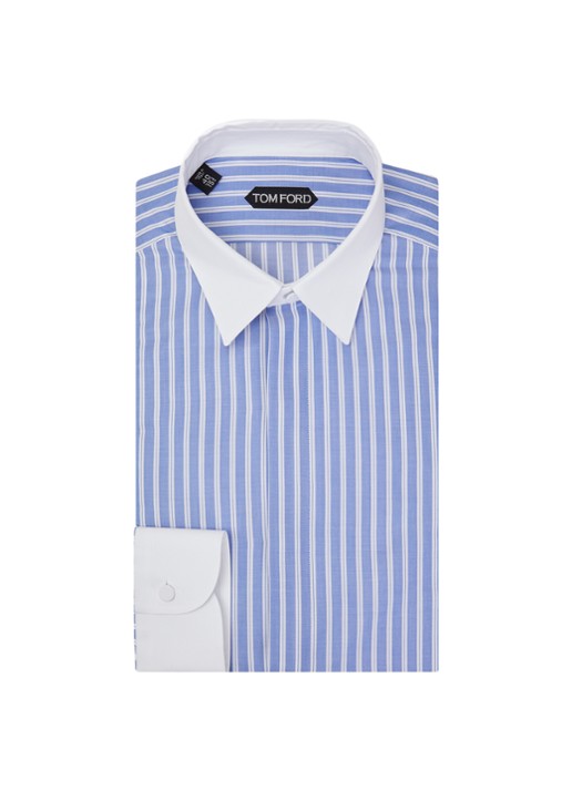 Tom Ford Regular fit overhemd met streepprint - voorkant 2 lichtblauw