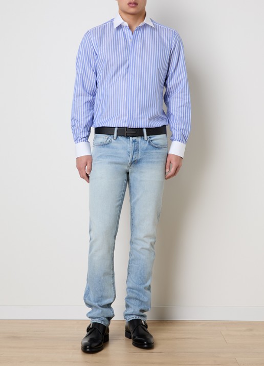 Tom Ford Regular fit overhemd met streepprint - voorkant 4 lichtblauw