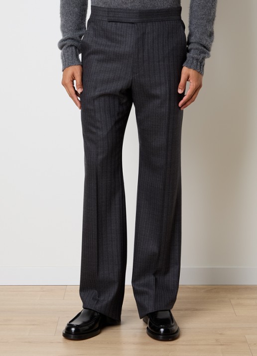 TOM FORD Straight fit pantalon van wol met streepprint en steekzakken - detail 2 donkergrijs