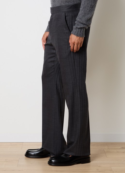 TOM FORD Straight fit pantalon van wol met streepprint en steekzakken - detail 3 donkergrijs