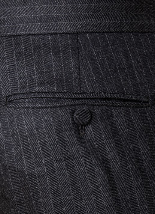 TOM FORD Straight fit pantalon van wol met streepprint en steekzakken - detail 4 donkergrijs