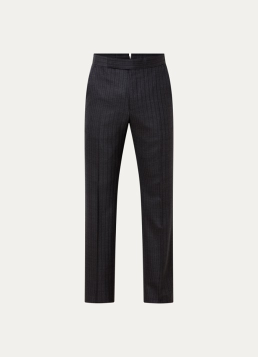 TOM FORD Straight fit pantalon van wol met streepprint en steekzakken - voorkant 5 donkergrijs