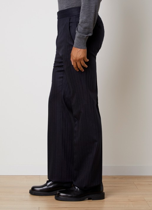 TOM FORD Straight fit pantalon van wol met streepprint en steekzakken - detail 5 donkerblauw