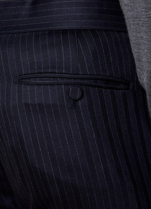 TOM FORD Straight fit pantalon van wol met streepprint en steekzakken - detail 6 donkerblauw