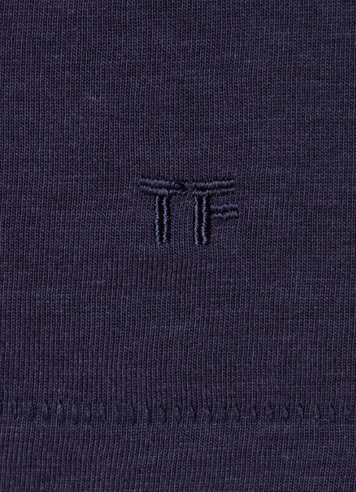 TOM FORD T-shirt met logoborduring - detail 3 donkerblauw