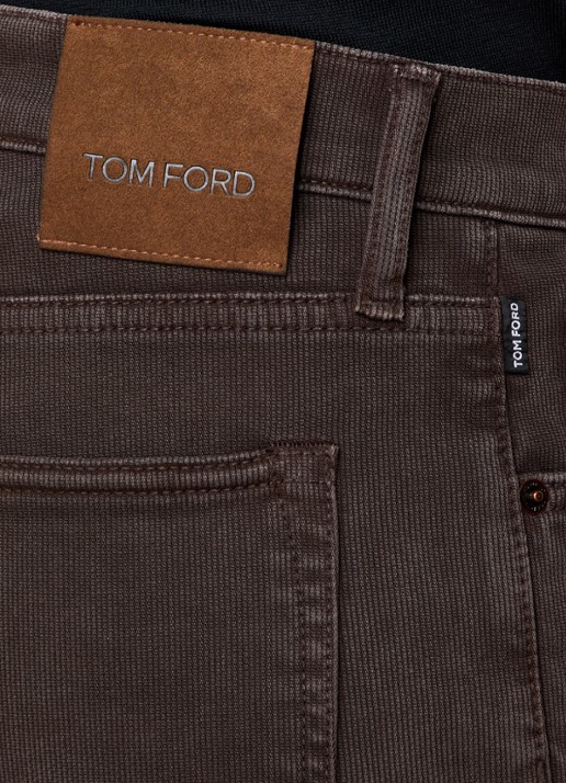 TOM FORD Western slim fit jeans met ribstructuur en steekzakken - detail 4 donkerbruin