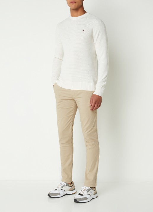 Tommy Hilfiger 1985 Bleecker slim fit chino in  katoenblend - voorkant 3 khaki