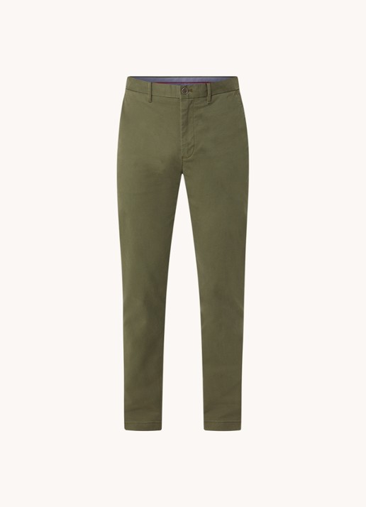Tommy Hilfiger 1985 Denton straight fit chino met steekzakken - voorkant 4 legergroen