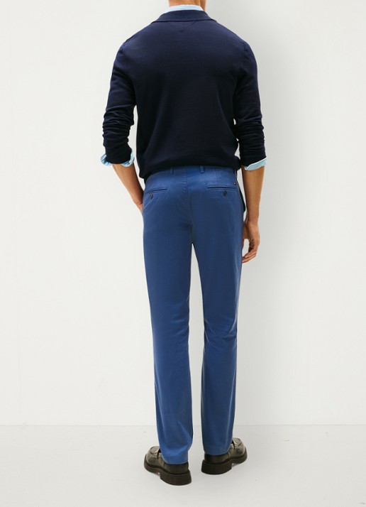 Tommy Hilfiger 1985 Denton straight fit chino met steekzakken - achterkant 2 petrol