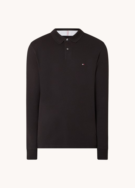 Tommy Hilfiger 1985 regular fit polo van piqué katoen  - voorkant 2 zwart