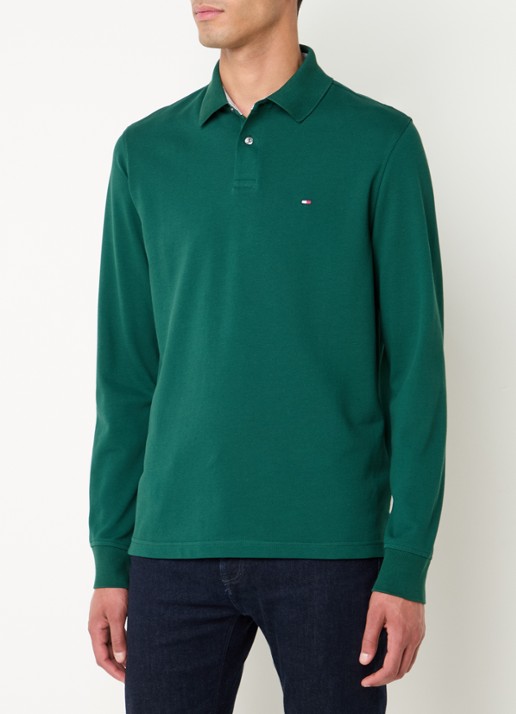 Tommy Hilfiger 1985 regular fit polo van piqué katoen  - detail groen