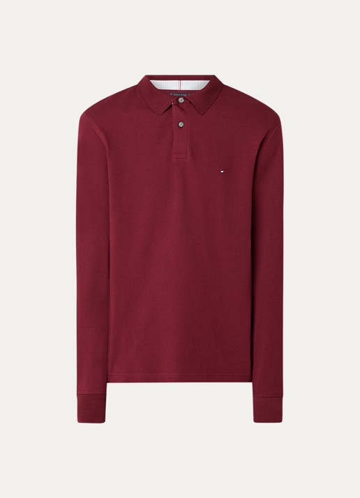 Tommy Hilfiger 1985 regular fit polo van piqué katoen  - voorkant 2 kersenrood