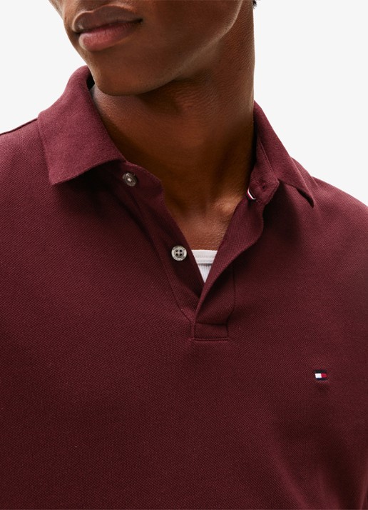 Tommy Hilfiger 1985 regular fit polo van piqué katoen  - detail 4 bordeauxrood