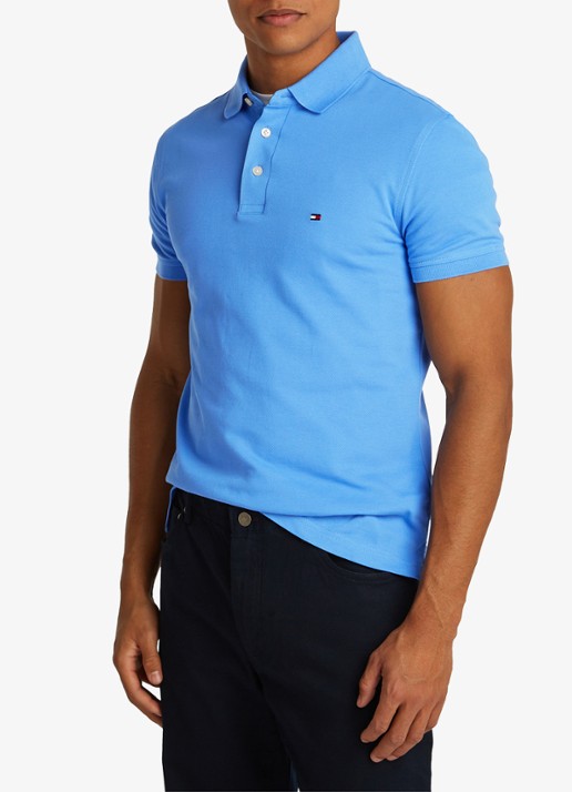 Tommy Hilfiger 1985 slim fit polo met logoborduring - detail blue spell / blauw