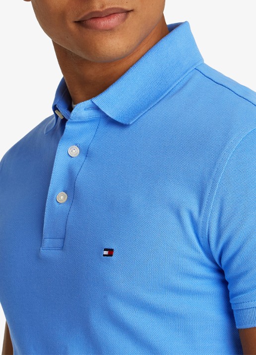 Tommy Hilfiger 1985 slim fit polo met logoborduring - detail 2 blue spell / blauw