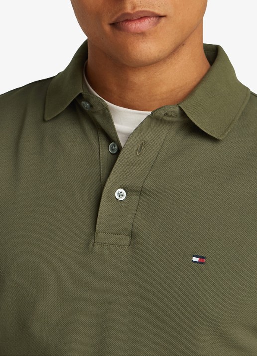 Tommy Hilfiger 1985 slim fit polo met logoborduring - detail 6 army green / groen