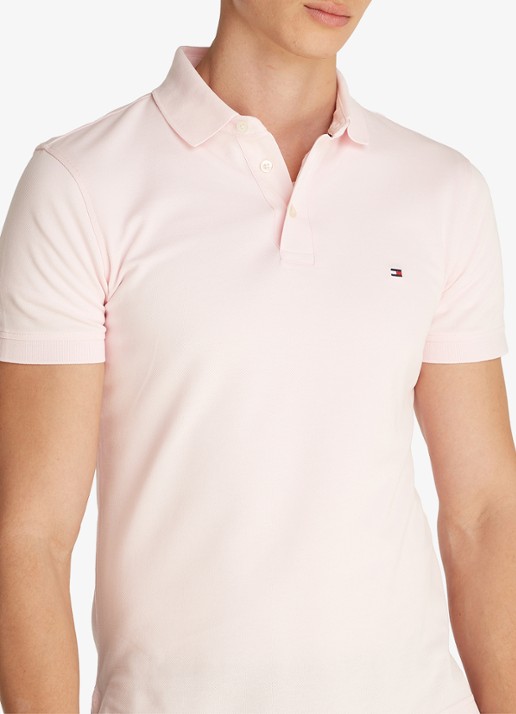 Tommy Hilfiger 1985 slim fit polo met logoborduring - detail 3 light pink / roze