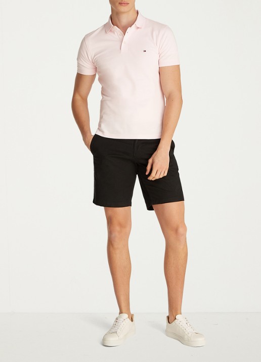 Tommy Hilfiger 1985 slim fit polo met logoborduring - voorkant 5 light pink / roze