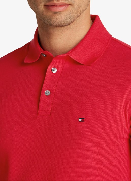Tommy Hilfiger 1985 slim fit polo met logoborduring - detail 3 primary red / rood