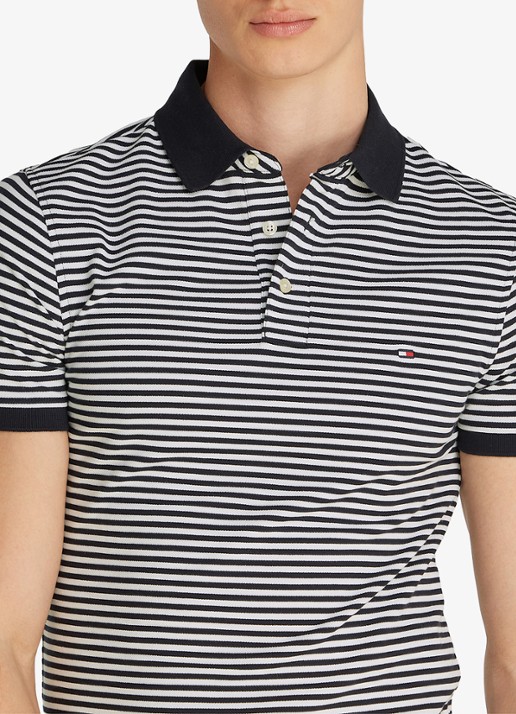 Tommy Hilfiger 1985 slim fit polo met logoborduring - detail 3 desert sky/white / blauw
