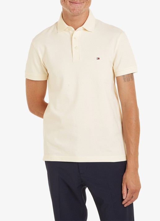 Tommy Hilfiger 1985 slim fit polo met logoborduring - detail 3 calico  / beige