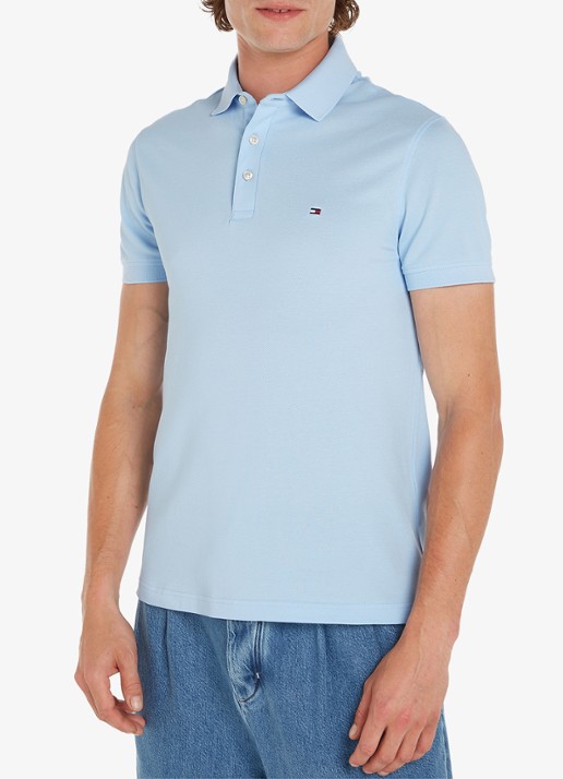 Tommy Hilfiger 1985 slim fit polo met logoborduring - detail kingly blue / blauw