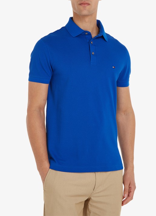 Tommy Hilfiger 1985 slim fit polo met logoborduring - detail 2 ultra blue / blauw