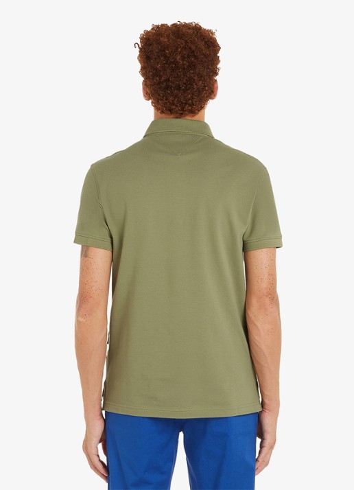 Tommy Hilfiger 1985 slim fit polo met logoborduring - achterkant faded olive / groen
