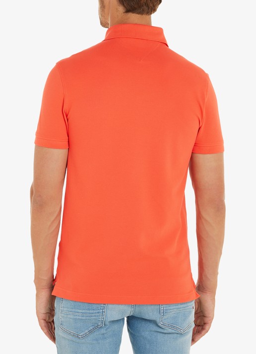 Tommy Hilfiger 1985 slim fit polo met logoborduring - achterkant 2 sun kissed / oranje
