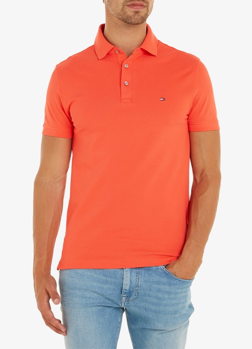 Tommy Hilfiger 1985 slim fit polo met logoborduring - detail 3 sun kissed / oranje
