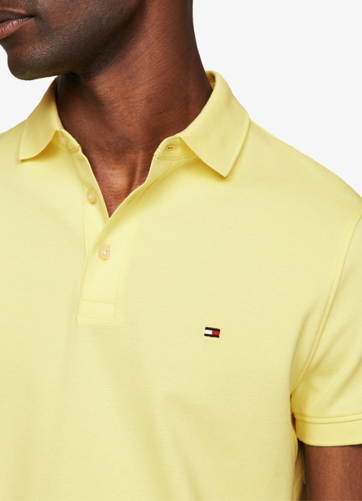 Tommy Hilfiger 1985 slim fit polo met logoborduring - detail 4 yellow tulip / geel