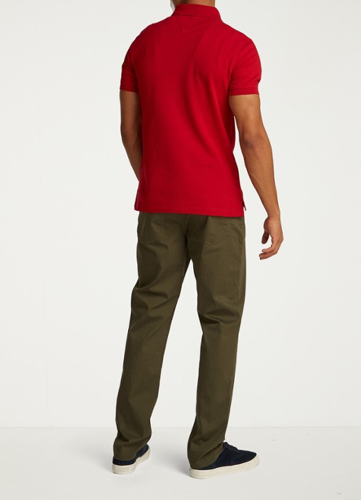 Tommy Hilfiger 1985 slim fit polo met logoborduring - achterkant medium red / rood