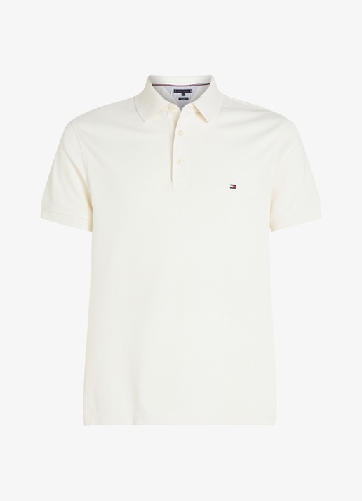 Tommy Hilfiger 1985 slim fit polo met logoborduring - voorkant 2 ivory petal / geel